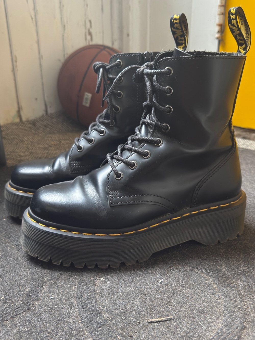 Dr. Martens Jadon Platform Smooth Leather Combat Boots - Black
